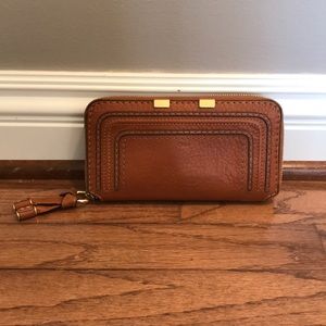 Tan authentic Chloe zip wallet